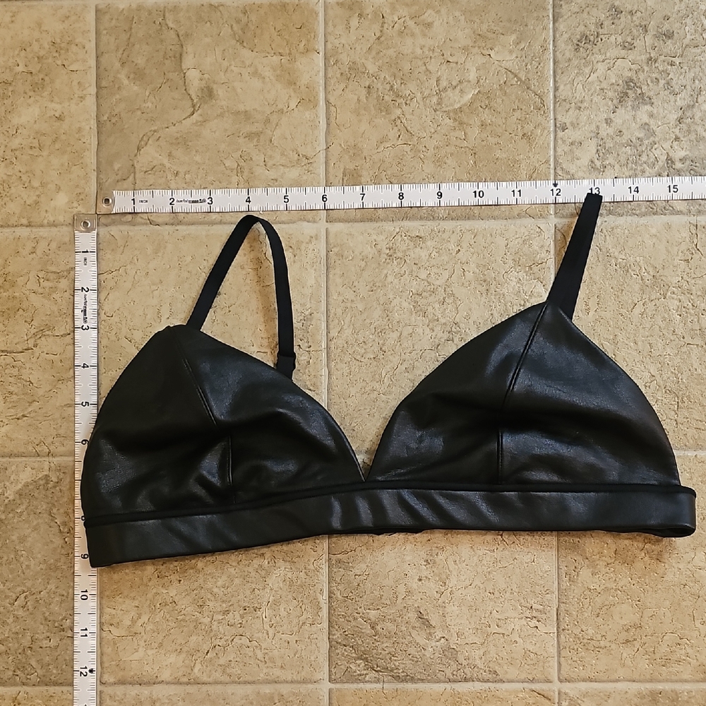 Black Faux Leather Bralette